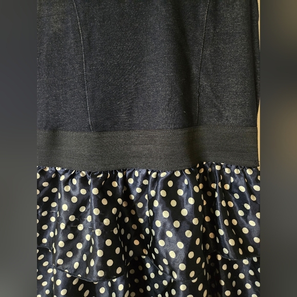 Vintage Beverly Hills Princess Girls Tank Dress – Navy Blue with Polka Dot Skirt - Picture 2 of 5